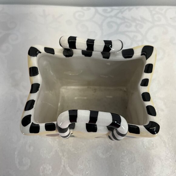 2002 Patricia Dupont Hand painted Ceramic Basket 3 1/4" Tall - Picture 2 of 7